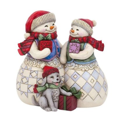 Snowman Couple with Puppy Figurine 6012938 jim shore heartwood creek navidad natal muñeco de nieve boneco de neve