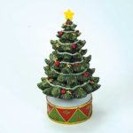 Árbol de Navidad sobre una base verde y roja 80013 caja de música pino pinheiro de natal navidad