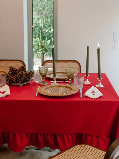 aida home living toalha linho vermelho natal navidad mantél lino mesa navidad