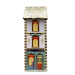 "Townhouse" Red retro nostalgia style Tin jar Silver Crane lata natal casa silver crane