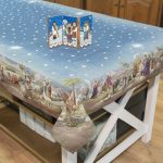 jacquard toalha caminho de mesa runner natal navidad mantel camino de mesa presépion sagrada família cojine almofada natal presépio
