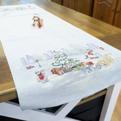 jacquard toalha caminho de mesa runner natal navidad mantel camino de mesa presépion sagrada família cojine almofada natal presépio