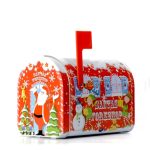 Red American Mailbox Tin jar SILVER CRANE lata latita silver crane natal navidad