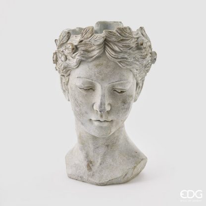 CEMENT VASE HEAD H36 D22 B9 COD. 011771,910 VARIATION GREY busto cimento homem testa edg enzo de gasperi mulher deusa