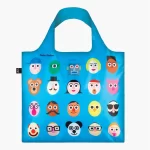 Stephen Cheetham Faces Blue Bag SC.FA oqi bags sacos reutilizáveis bolsos reutilizables caras
