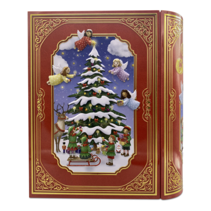 Large Book Heavenly Christmas red silver crane tin lata natal navidad noel livro libro 10580187