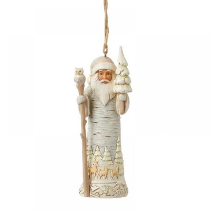 White Woodland Birch Bark Santa Hanging Ornament 6015164 From the White Woodland jim shore pai natal papá noel navidad natal colecção