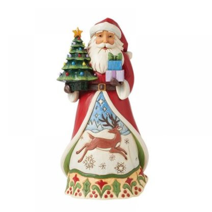 Santa Figurine with LED Vintage Tree 6015495 pai natal papá noel natal navidad jim shore heartwood creek presépio belén natividad