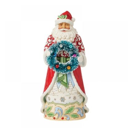 Santa Figurine with Sisal Wreath 6015496 pai natal papá noel natal navidad jim shore heartwood creek