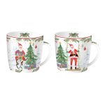 Set 2 high quality Fine China mugs 350 ml in color box JOYFUL SANTA caneca joyful christmas santa papá noel pai natal taza chávena navidad natal