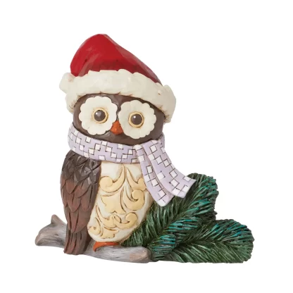 Christmas Owl with Santa Hat Mini 6015462 mocho natal santa claus jim shore heartwood creek