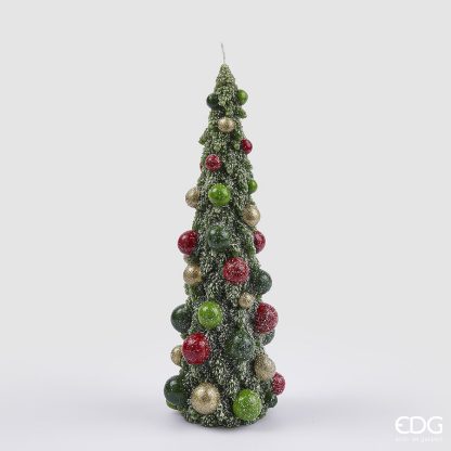 PINE CANDLE H.32 D.11 C4 Cod. 6100075A774 Variation GREEN RED vela pinheiro natal vela pino navidad mesa