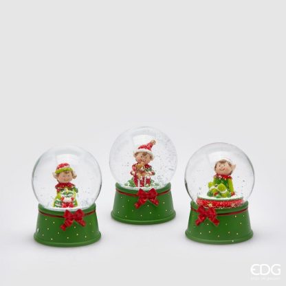 ELF SPHERACLE (3 ASS)H9 D6.5 C3 Cod. 685707,740 Variation GREEN RED edg enzo de gasperi natal globo de neve navidad globo de nieve