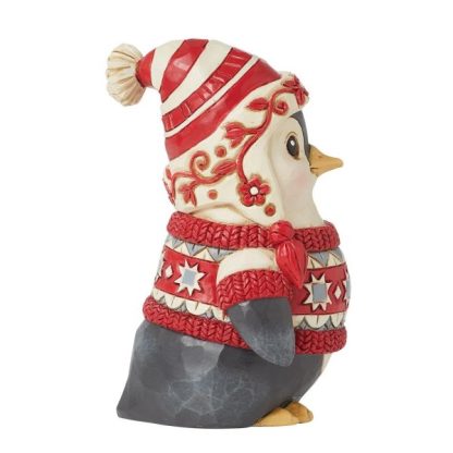 Nordic Noel Penguin Wearing a Sweater Figurine 6015486 pinguim jim shore heartwood creek natal navidad