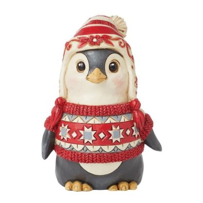 Nordic Noel Penguin Wearing a Sweater Figurine 6015486 pinguim jim shore heartwood creek natal navidad