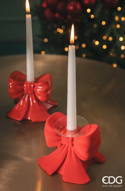 BOW CANDLE HOLDER H.11 L.13 L.13 C4 Cod. 4400165A400 edg ezno de gasperi castiçal laço candelabro natal navidad mesa