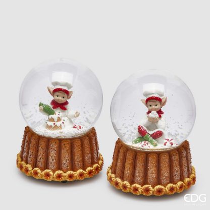 WATER SPHERE ELF 2 ASS. H.14 D.10 CARILLON C4 Cod. 8100094A999 globo de neve pasteleiro natal bola de nieve pastelero navidad edg enzo de gasperi