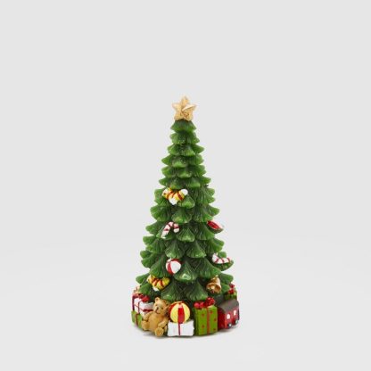 DECORATED PINE CANDLE H22 C1 Cod. 613634,740 Variation GREEN RED vela pino pinheiro edg enzo de gasperi