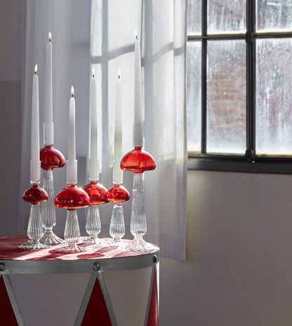 MUSHROOM CANDLE HOLDER H.23 D.9.5 C4 Cod. 4400160A140 Variation WHITE RED edg enzo de gasperi cogumelo fungo vela