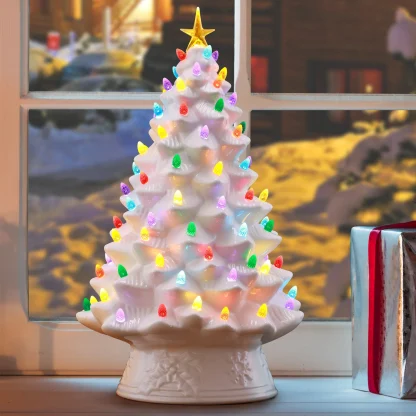 Nostalgic Ceramic Christmas Tree - White 18 árvore natal cerâmica mr. christmas navidad