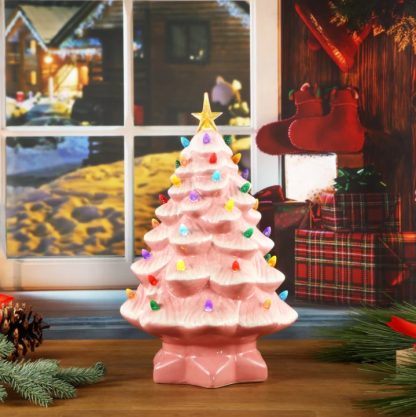 Nostalgic Ceramic Christmas Tree pink natal cerâmica pinheiro natal mr. christmas