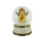 62062 snow globe angel Glass snow globe carousel white horses musical 15x12 cm globo de neve bola de nieve navidad natal caixa de música