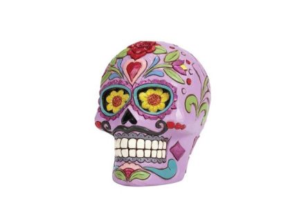 DOD Purple Skull Pint Colourful Calavera Figurine 6012755 Designed in the iconic style of Jim Shore. This Day of the Dead purple skull caveira halloween