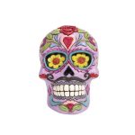 DOD Purple Skull Pint Colourful Calavera Figurine 6012755 Designed in the iconic style of Jim Shore. This Day of the Dead purple skull caveira halloween