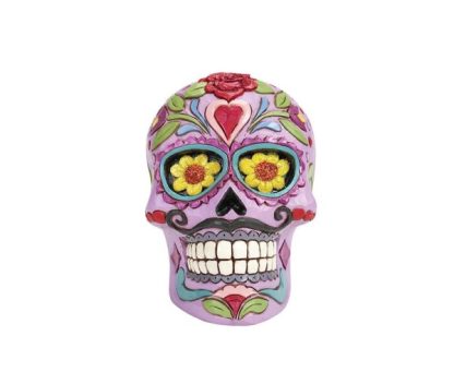 DOD Purple Skull Pint Colourful Calavera Figurine 6012755 Designed in the iconic style of Jim Shore. This Day of the Dead purple skull caveira halloween