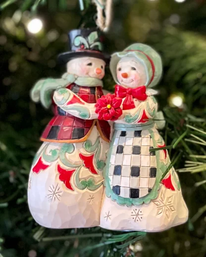 Snowman Couple Hanging Ornament 6015448 heartwood creek jim shore natal navidad boneco de neve