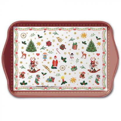 Tray melamine 13x21 cm Ornaments all over red Article number 33714765