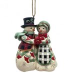 Snowman Couple Hanging Ornament 6015448 heartwood creek jim shore natal navidad boneco de neve