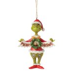 The Grinch with Christmas Banner Hanging Ornament 6015226 natal navidad jim shore