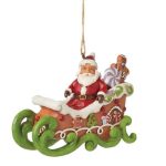 jim shore natal trenó trineo natal navidad Gingerbread Santa in Sleigh Hanging Ornament 6015508