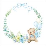 Napkin 33 Baby teddy bear blue FSC Mix Article number 13319710 guardanapos bebé batismo batizado