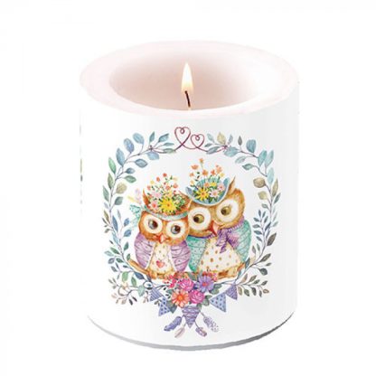 Candle medium Owl couple in love Article number 19319405 vela mocho búho