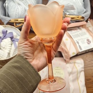 Castiçal em Vidro Acetinado Tulipa Laranja