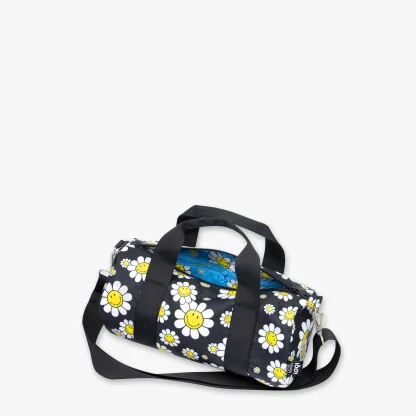 SMILEY Flowers Black Recycled Medium Weekender by Smiley LOQI SACO MALA BOLSA