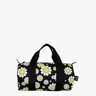 SMILEY Flowers Black Recycled Medium Weekender by Smiley LOQI SACO MALA BOLSA