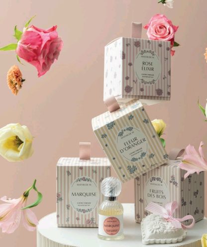 Nouveau Coffret Les Intemporelles en Fleurs parfum d'ambiance 30 ml et décor parfumé - Rose Élixir gesso perfumado mathilde m. yeso plaster