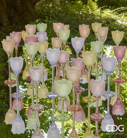 TULIP CANDLE HOLDER SATIN 3 ASS. H.19 D.8.5 C5 Cod. 4400284A555 Variation TWO TONE PINK vela castiçal edg enzo de gasperi