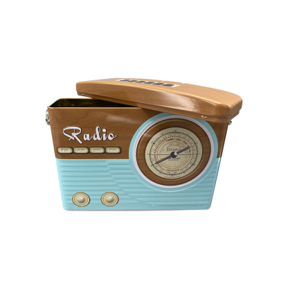 Lata Rádio Vintage Bege e Azul - Image 2