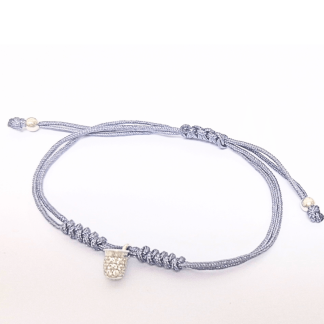 Pulseira Dedal Mamori (prata): Cinza com pedras brancas