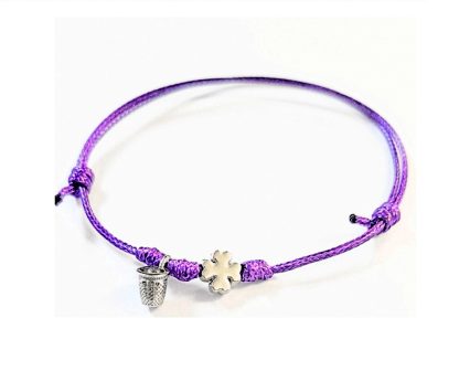 Pulseira ajustável Dedal + Trevo: Roxo