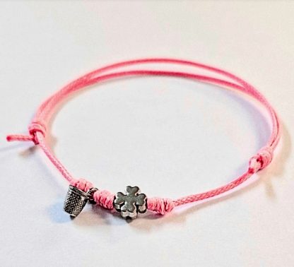 Pulseira ajustável Dedal + Trevo: Rosa