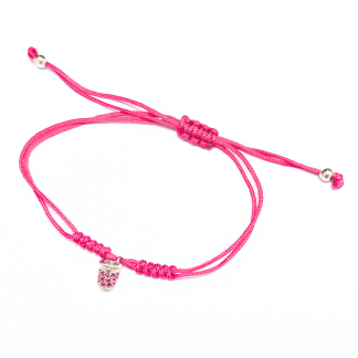 Pulseira Dedal Mamori (prata): Rosa pedras brancas