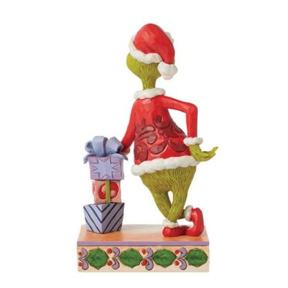 Grinch Leaning on Stacked Gifts Figurine 6015218 grinch enesco jim shore heartwood creek natal navidad