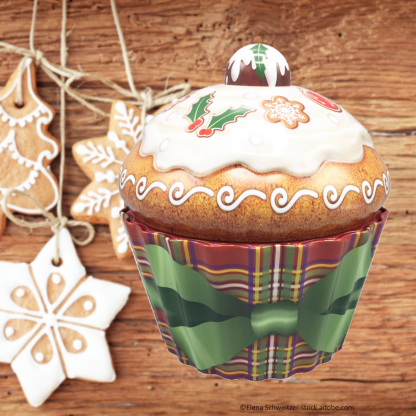 Lata Cupcake Grande de Natal: Tartan Base