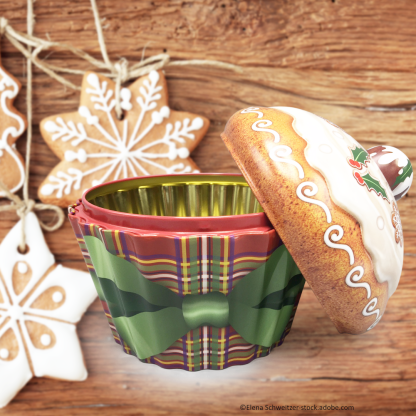 Lata Cupcake Grande de Natal: Tartan Base