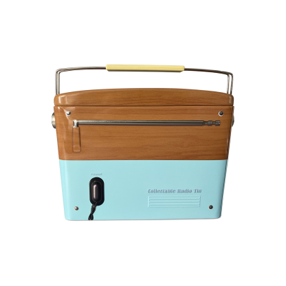 Lata Rádio Vintage Bege e Azul